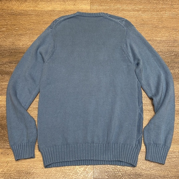 Classic Bainbridge Blue Diamond Cable Knit Pullover Crewneck Sweater Size L - Picture 4 of 7